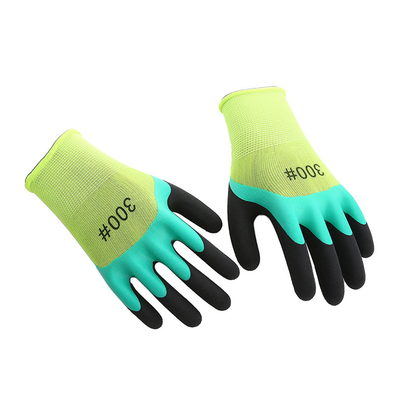 High-quality wear-resistant acid and alkali resistant rubber spliced breathable safety protective gloves