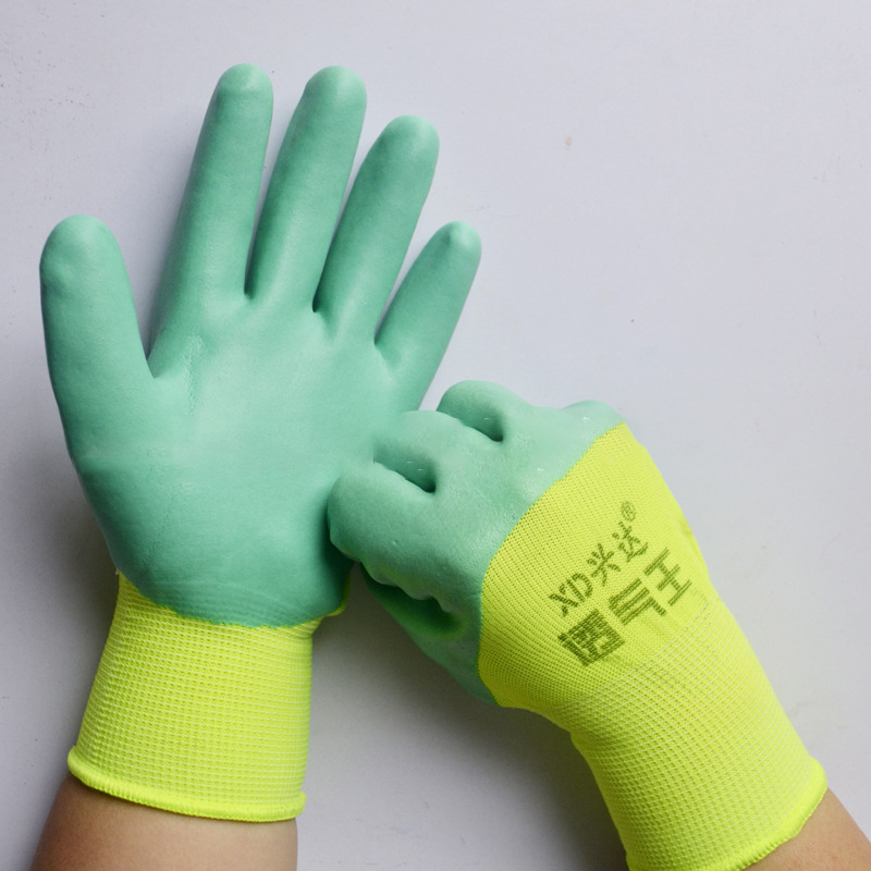 Fashion splicing anti slip wear resistant protective gloves breathable comfortable safety gloves