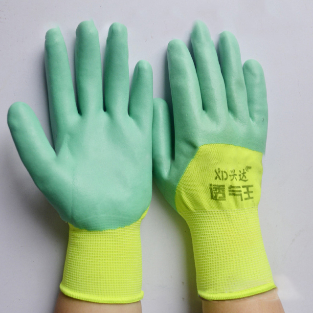 construction latex work nitrile coated hand gloves