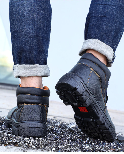 GUYISA Industrial production safety boots high tube protective skid - resistant rubber sole steel toe safety shoes