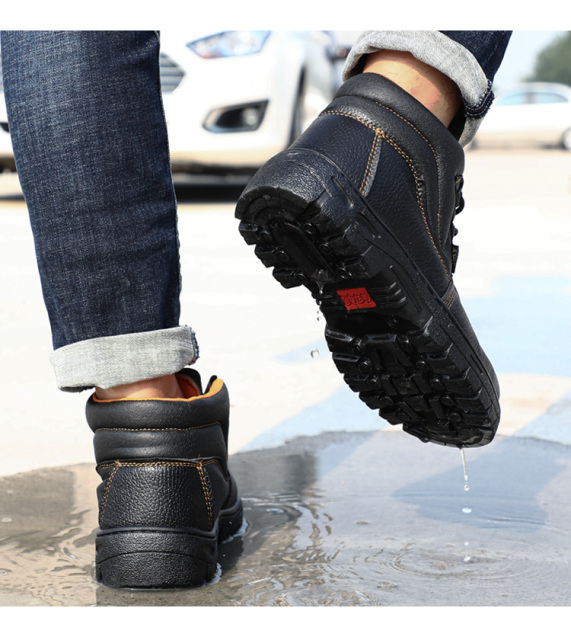 GUYISA Industrial production safety boots high tube protective skid - resistant rubber sole steel toe safety shoes