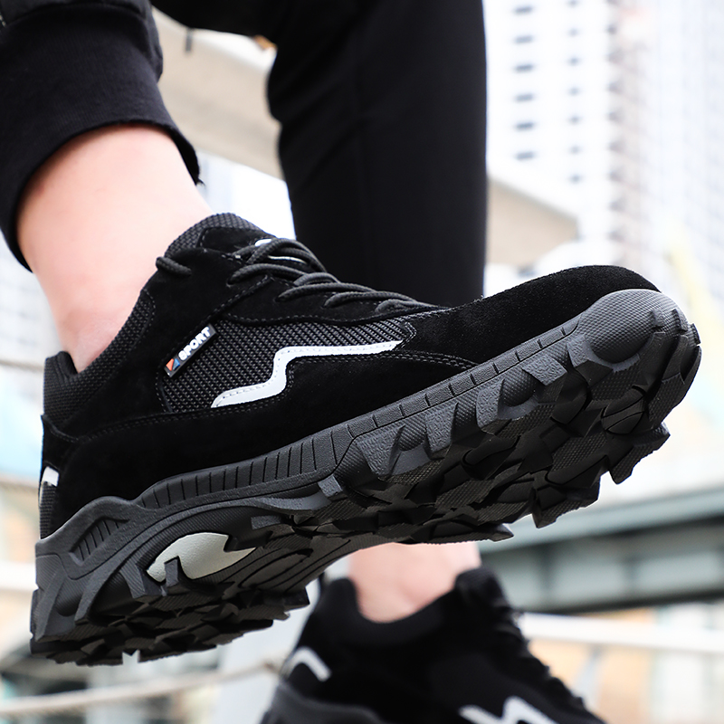 Soft suede smash and stab resistant steel toe work safety shoes