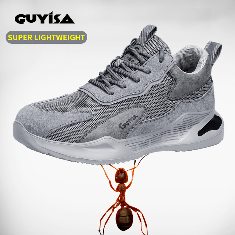 GUYISA rubber-plastic sole safety shoes anti-smash and anti-stab work shoes