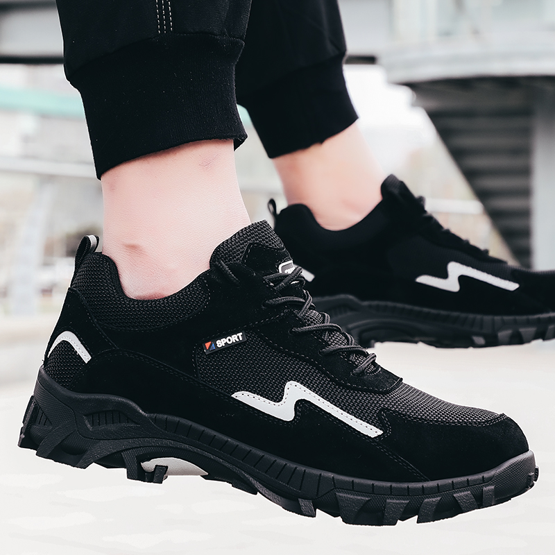 Soft suede smash and stab resistant steel toe work safety shoes