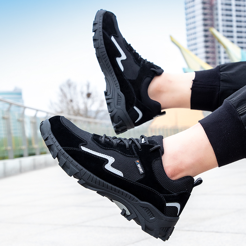 Soft suede smash and stab resistant steel toe work safety shoes