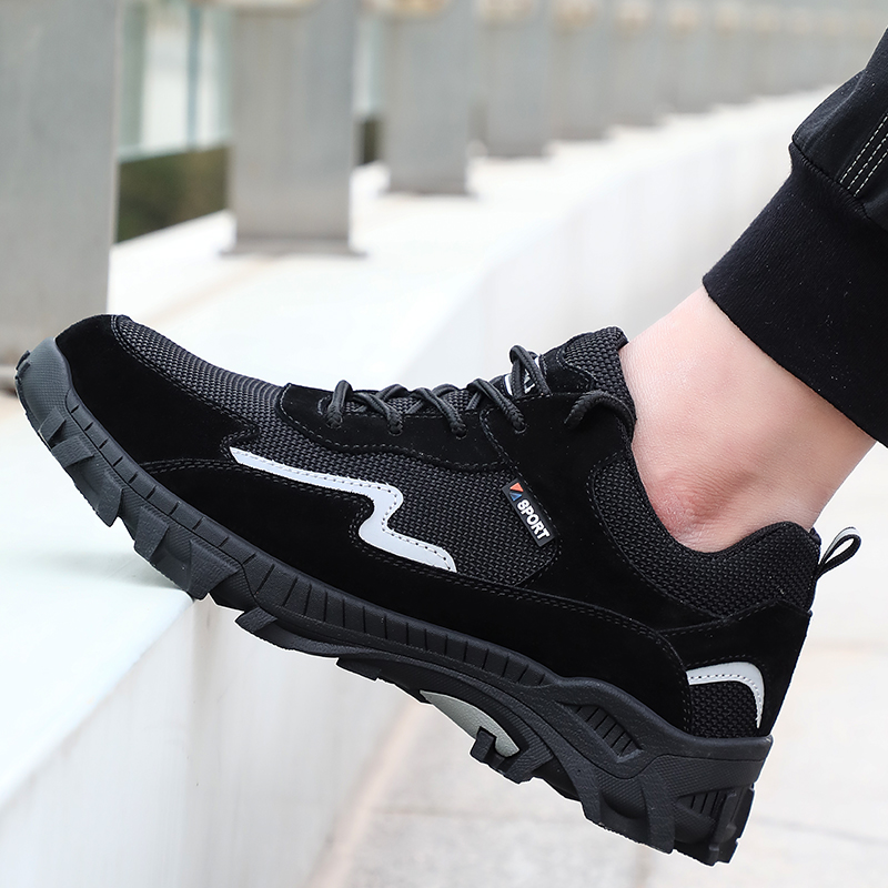 Soft suede smash and stab resistant steel toe work safety shoes