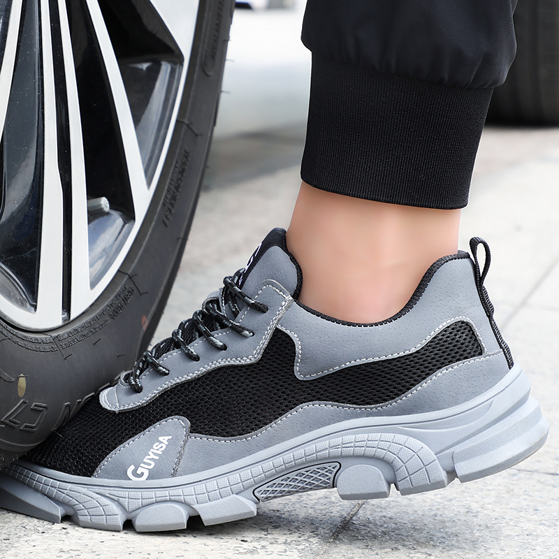GUYSIA summer safety shoes anti-smash and anti-stab steel toe cap work shoes
