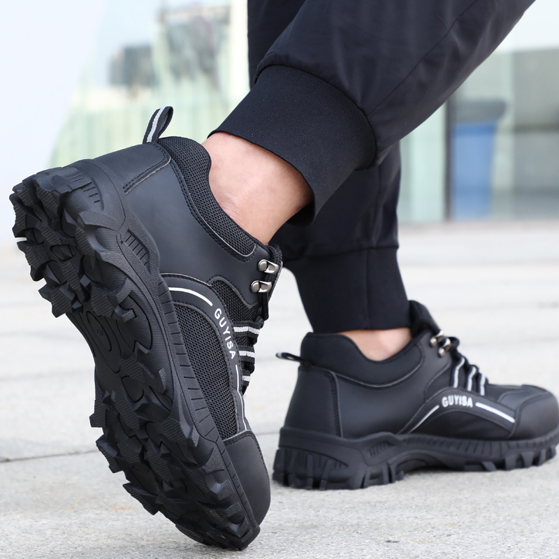 GUYSIA brand 1091 fashion microfiber leather work shoes anti-smashing anti-stab safety shoes