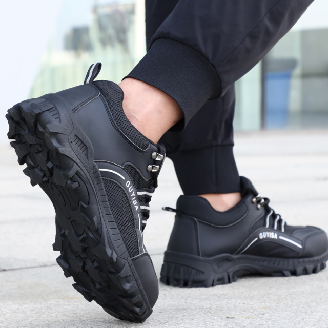 GUYSIA brand 1091 fashion microfiber leather work shoes anti-smashing anti-stab safety shoes