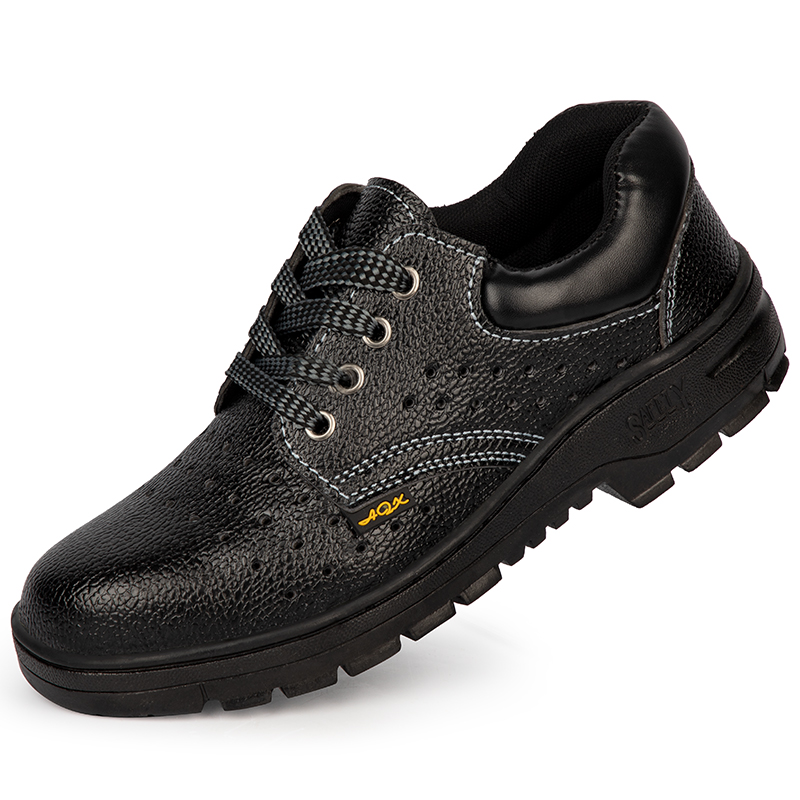 black summer steel-toed safety boots anti-smashing work shoes