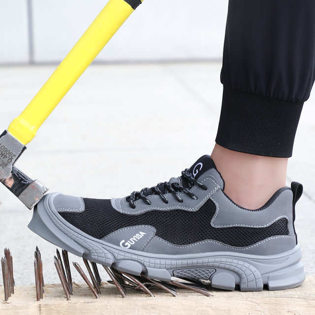 GUYSIA summer safety shoes anti-smash and anti-stab steel toe cap work shoes
