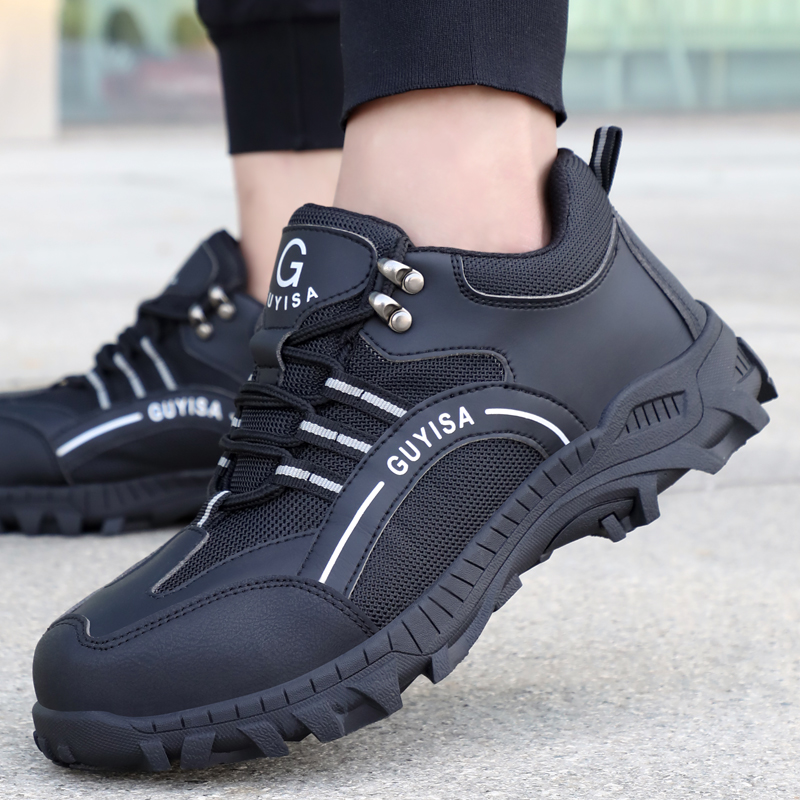 fashion microfiber leather work shoes anti-smashing anti-stab safety shoes