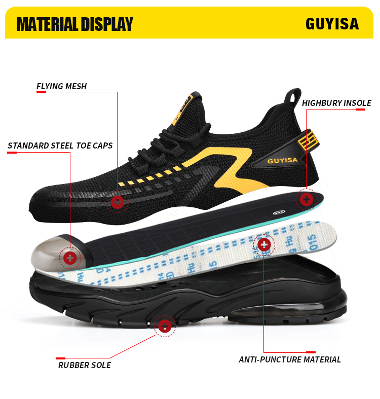 GUYISA Brand safety shoes OEM nonslip wearresistant rubber soles work steel toe