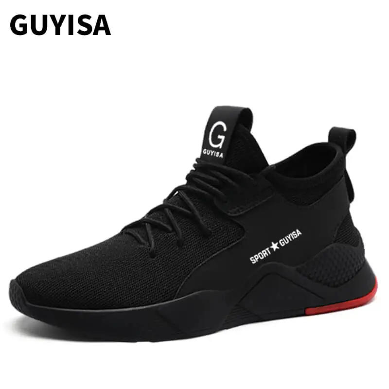 GUYISA 8186 Black Red Breathable Soft Safety Work Shoes