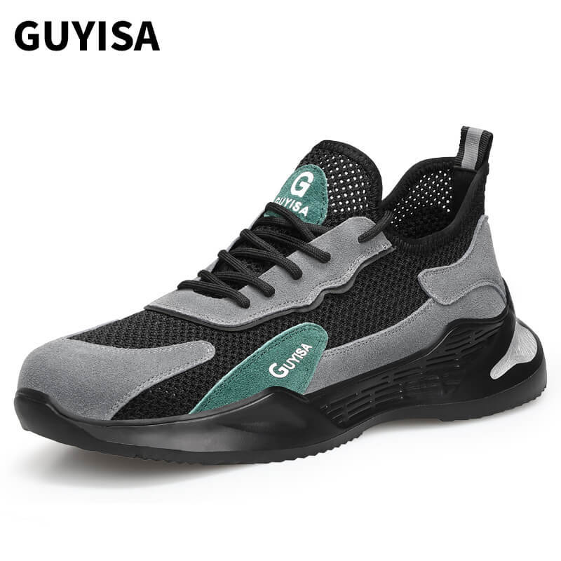 GUYISA  work shoes sunmmer  with  steel toe for mens construction protection