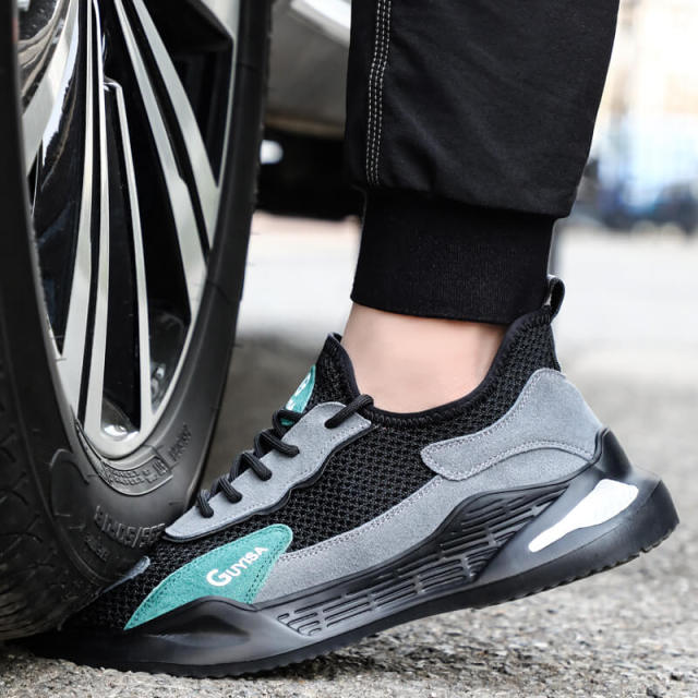 GUYISA  work shoes sunmmer  with  steel toe for mens construction protection