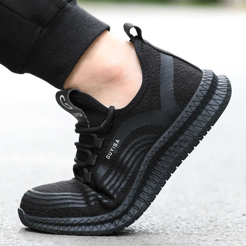 black steel shoes wear resistance with soft rubber outsole