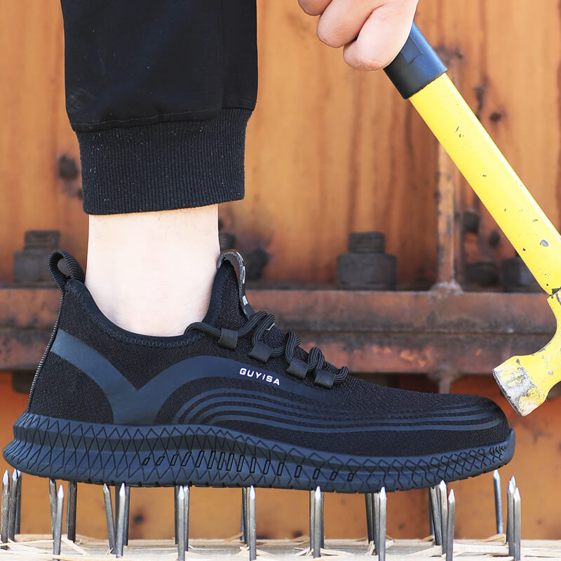 black steel shoes wear resistance with soft rubber outsole