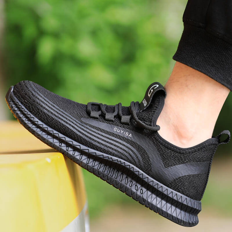 black steel shoes wear resistance with soft rubber outsole