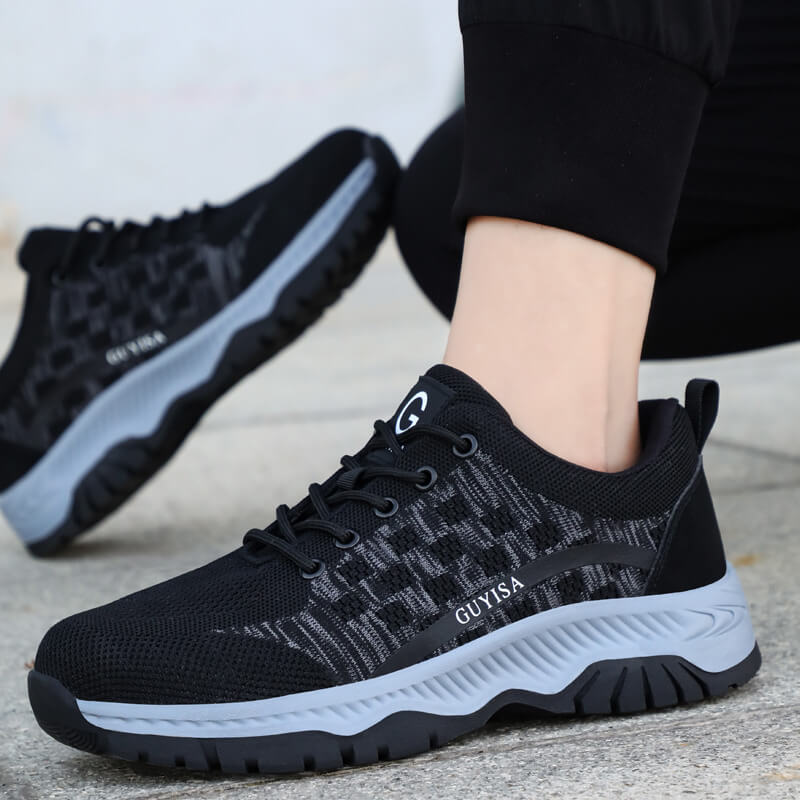 Indestructible steel toe work boots on construction sites