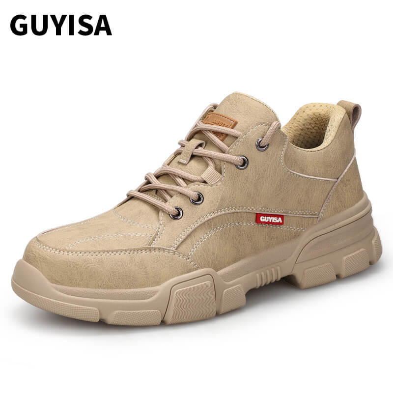 GUYISA safety shoes mens with leather upper waterproof  anti-puncture