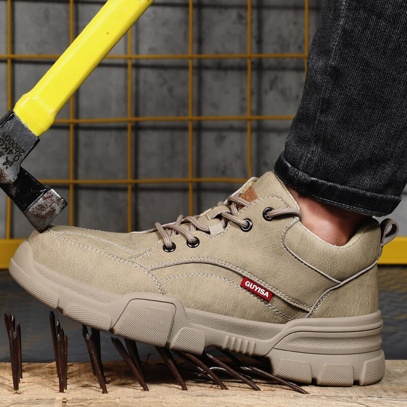 GUYISA safety shoes mens with leather upper waterproof  anti-puncture