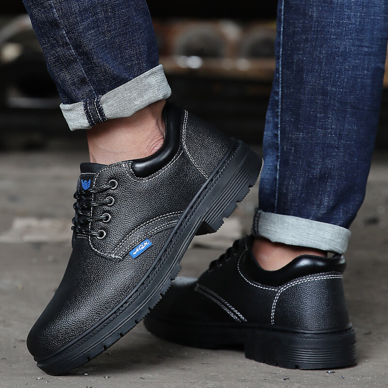 Work shoes outdoor waterproof wear resistant rubber soled steel toes