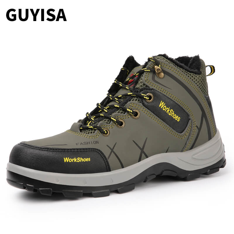 safety shoes with safe steel toe and anti-puncture midsole for winter