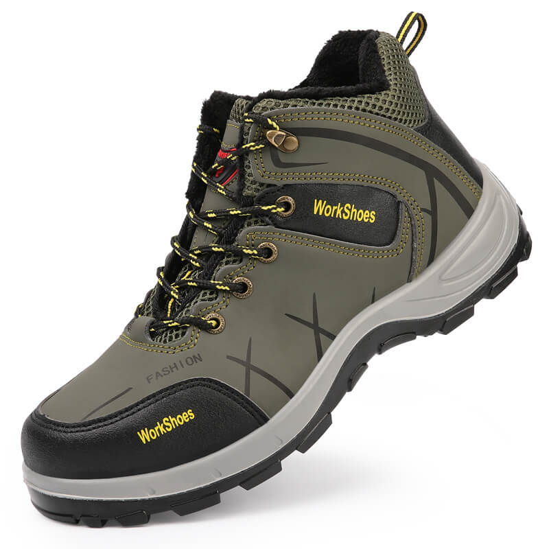 safety shoes with safe steel toe and anti-puncture midsole for winter