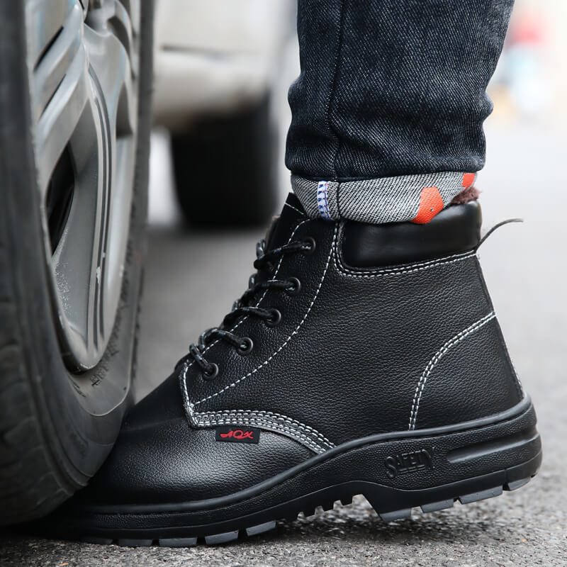 labor  safety shoes cowhide upper thick lint for winter