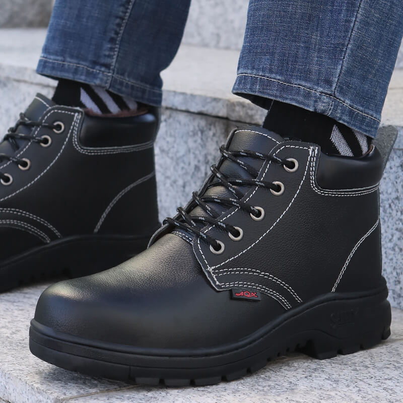 labor  safety shoes cowhide upper thick lint for winter