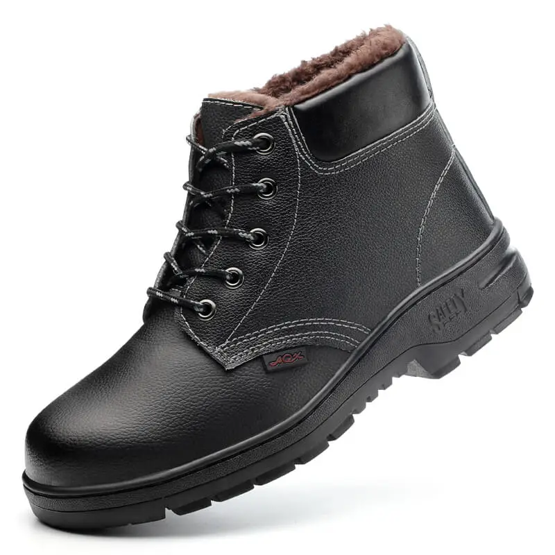 GUYISA labor  safety shoes cowhide upper thick lint for winter