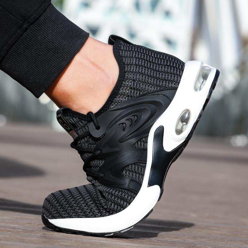 Black Mesh Air Cushioned Industrial Work Shoes Lightweight and Breathable Steel Toe Safety Shoes