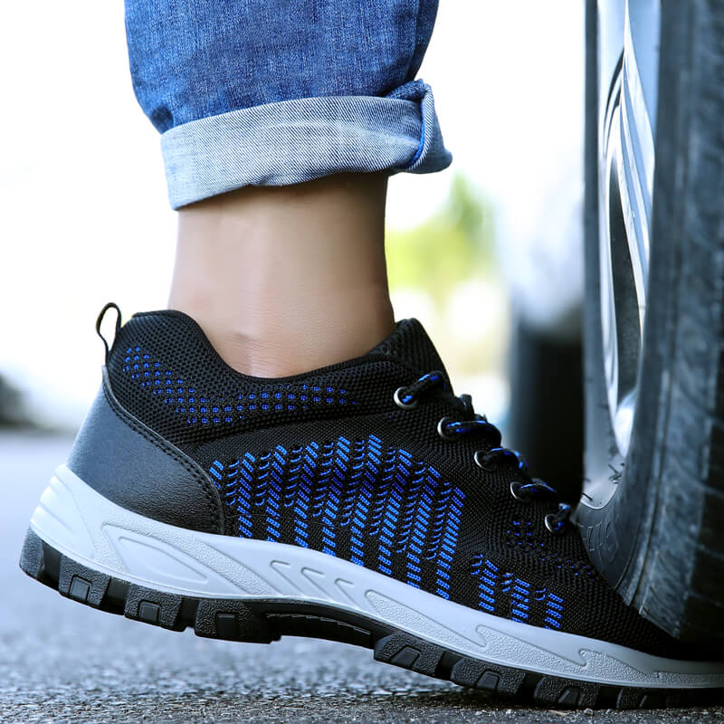 Black Blue Men's Women's Safety Shoes Breathable Lightweight Industrial Work Shoes