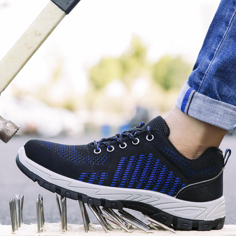 Black Blue Men's Women's Safety Shoes Breathable Lightweight Industrial Work Shoes