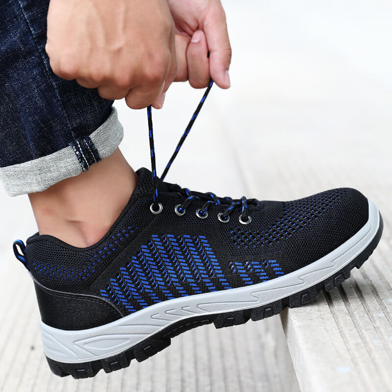 Black Blue Men's Women's Safety Shoes Breathable Lightweight Industrial Work Shoes
