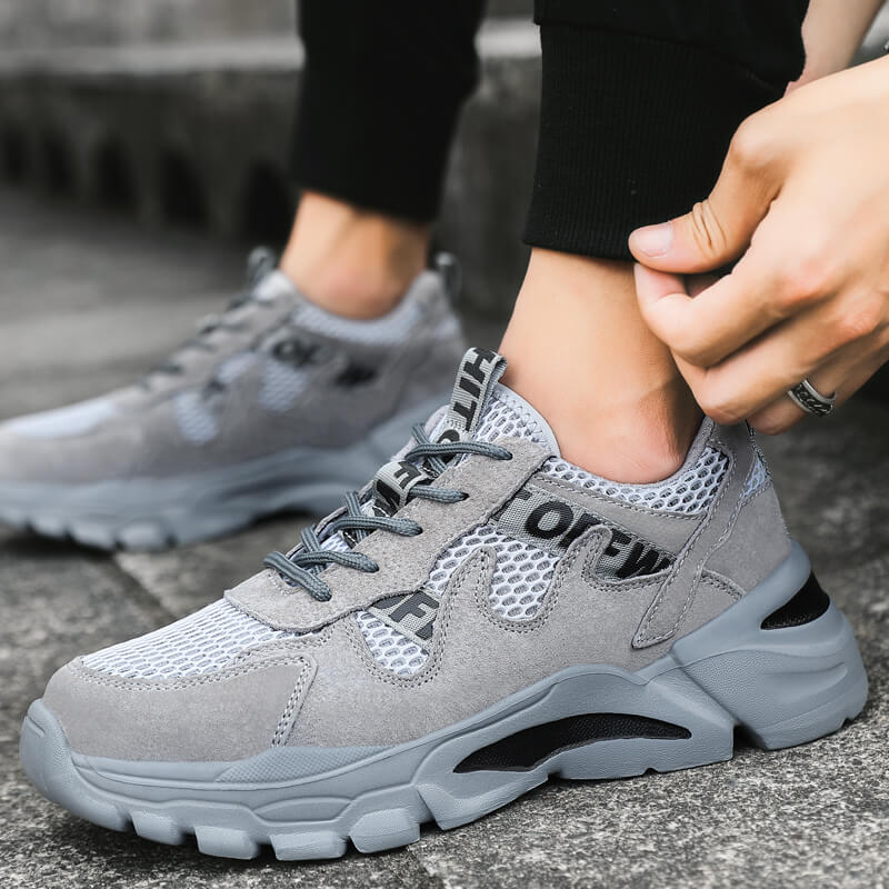 Grey Lightweight Breathable Safety Shoes Men's Women's Anti Puncture Industrial Work Shoes
