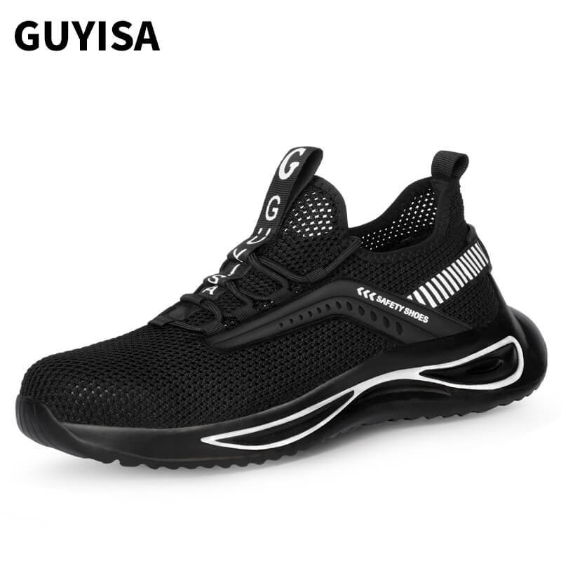 GUYISA Brand 1075 Men's Breathable Fly Woven Steel Toe Safety Shoes Comfortable Work Shoes