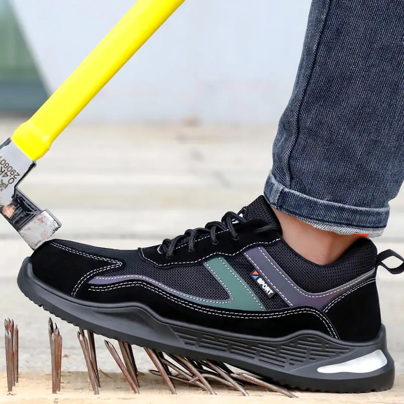 Black Aurora Arch Support Steel Toe Shoes for Men Women Breathable