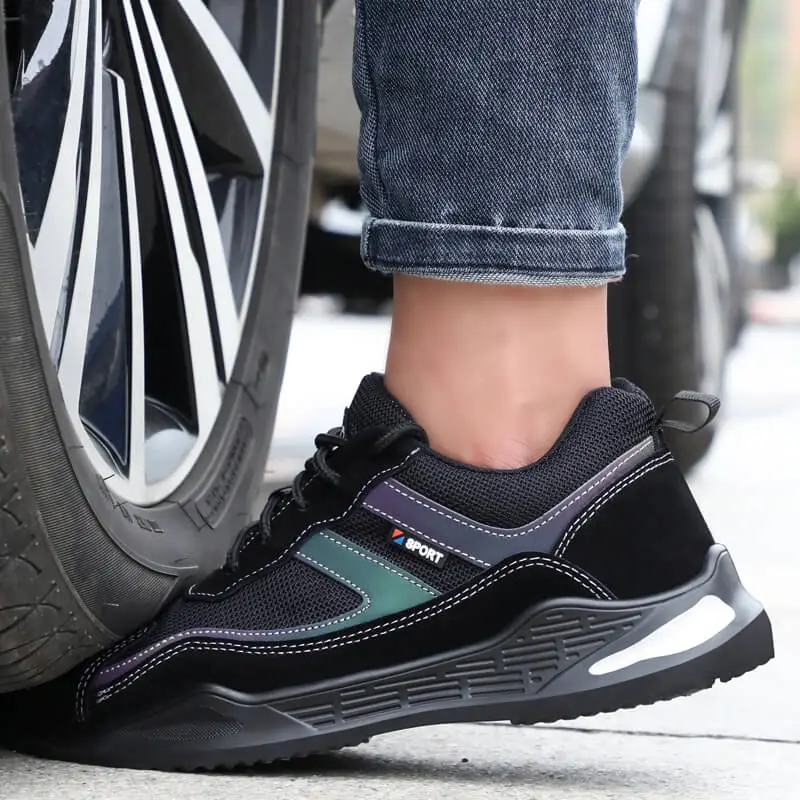 Black Aurora Arch Support Steel Toe Shoes for Men Women Breathable