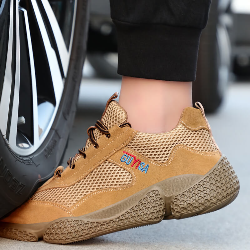 Suede Leather Steel Toe Shoes Men's Women's Lightweight Breathable Industrial Work Shoes