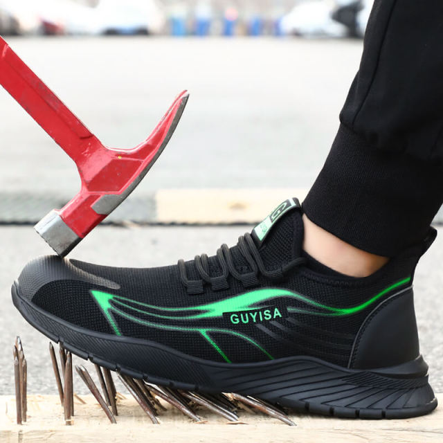 GUYISA Fashion Black Safety Shoes for Men online quality steel toe