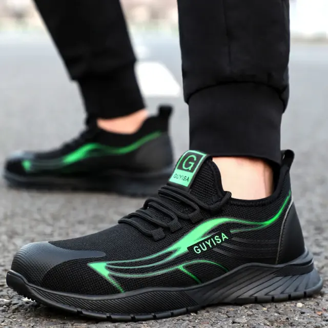 Mens Guyisa Black Athletic Lightweight Steel Toe Safety Shoes Size 12 US s-l400.jpg main image 4
