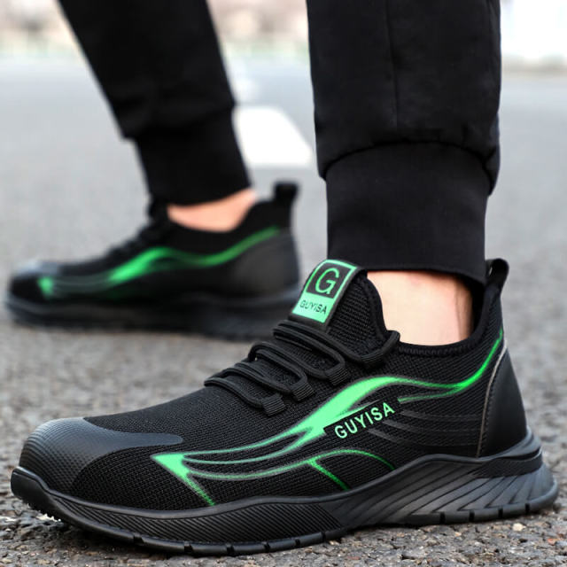 GUYISA Fashion Black Safety Shoes for Men online quality steel toe
