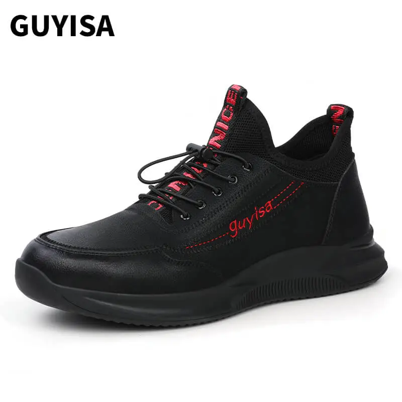 GUYISA Work shoes Anti-puncture Steel Toe Black waterproof men