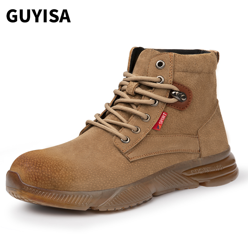 GUYISA women work shoes comfortable steel toe casual arch support