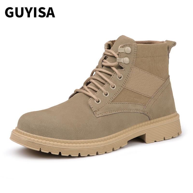 GUYISA breathable steel toed work boots slip resistant work shoes for men