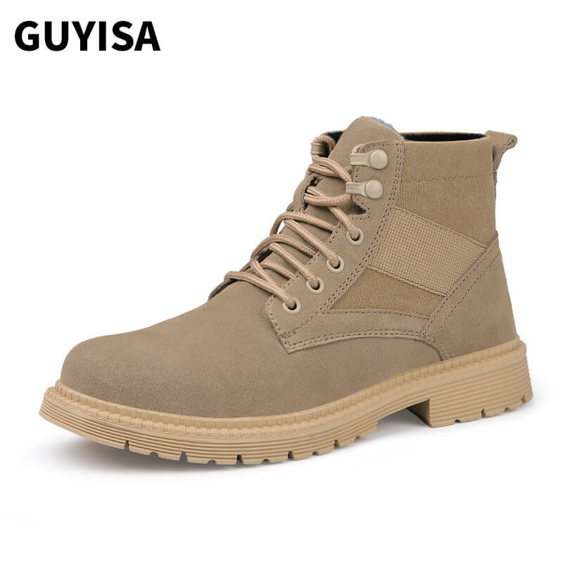 GUYISA breathable steel toed work boots slip resistant work shoes for men