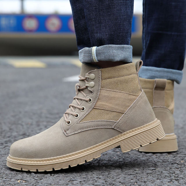 GUYISA breathable steel toed work boots slip resistant work shoes for men