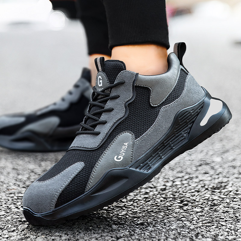 OEM  Gray Work Safety Shoe Lightweight Steel Toe Indestructible
